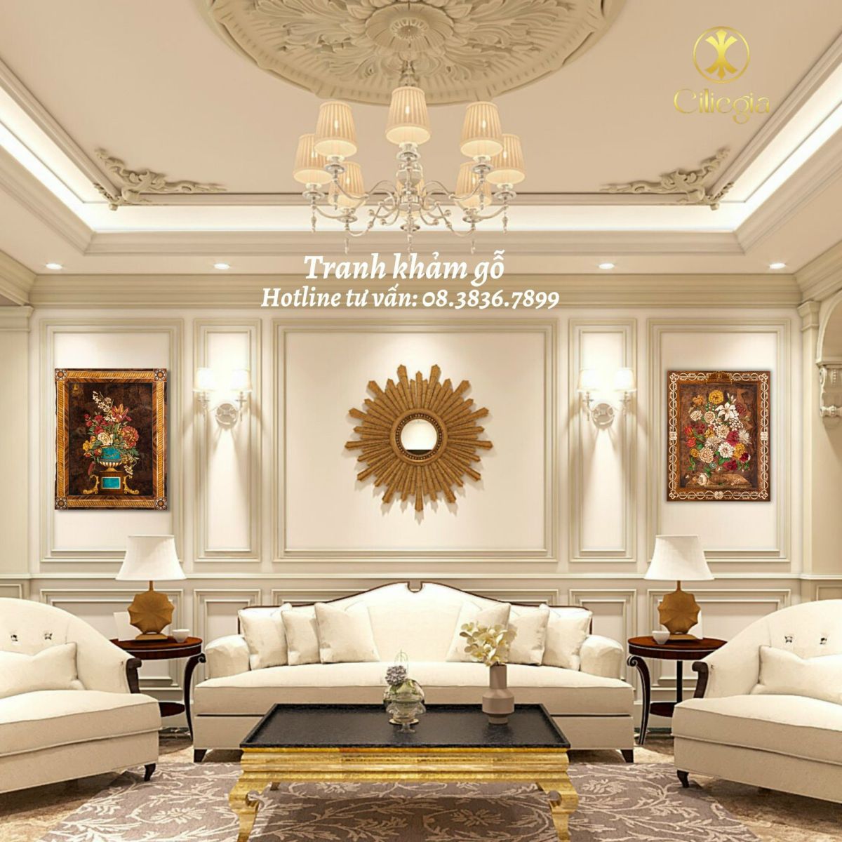 Vẻ đẹp của tranh khảm gỗ Marquetry trong ngôi nhà phong cách tân cổ điển