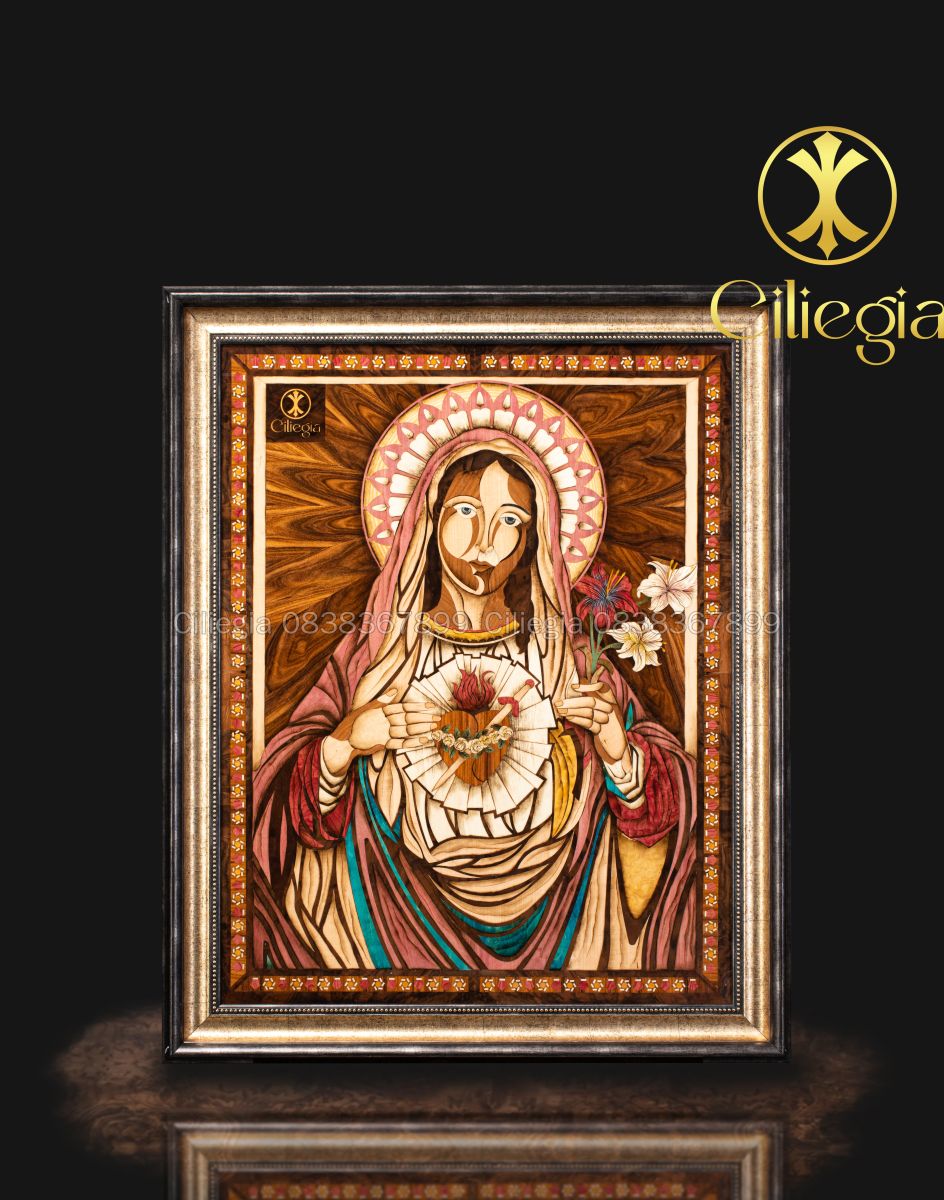 Tranh Khảm Gỗ Đức Mẹ Truyền Tin